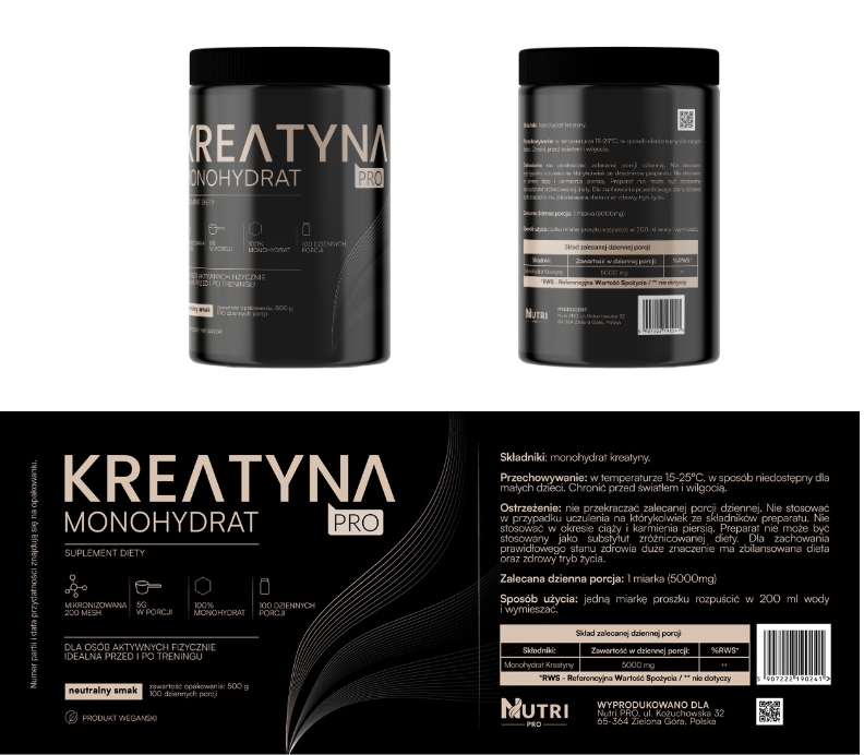 Projekt opakowania Kreatyna PRO